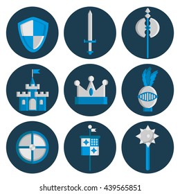 Knights flat icons set
