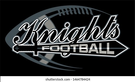 knights football team design with ball and sword for college, school, or league