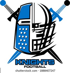 knights football team design with half helmet and swords for school, college or league