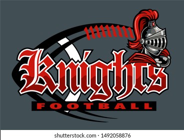 knights football team design with helmet and laces for school, college or league