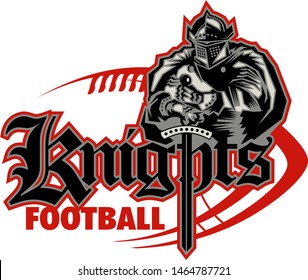 knights football team design with laces and mascot for school, college or league