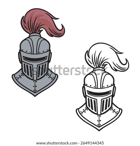 knights helmet vector illustration. Drawing. Outline. Easy to edit. 