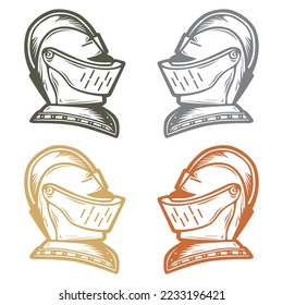 Knight's Helmet Vector Illustration Isolated On A White Background
