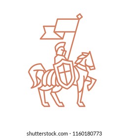 knight's logo on horse with flag on white background