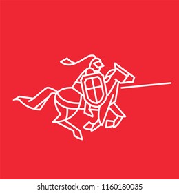 knight's logo on a horse on a red background with white lines