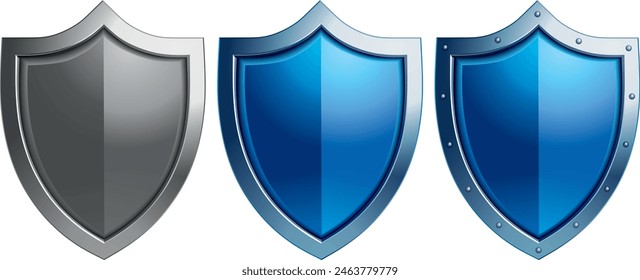 knight's shield in blue color, vector drawing