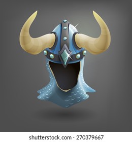 Knight's steel helmet. Vector illustration.