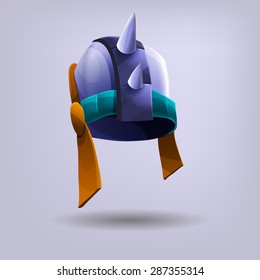Knight's steel helmet. Vector illustration.