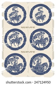 Knights. Stencil silhouettes, vector