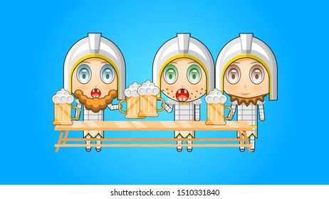 Knights At The Table With Beer