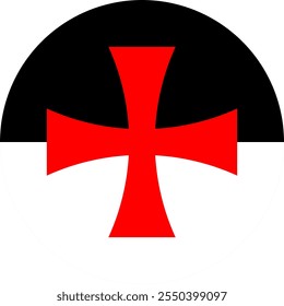 Cavaleiros Templários Círculo Bandeira, Círculo Bandeira dos Cavaleiros Templários, Vetor Imagens