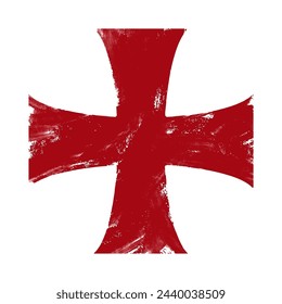 knights Templar cross. Grunge texture. Vector illustration