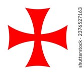 Knights Templar cross. Symbol of the Poor Fellow-Soldiers of Christ and of the Temple of Solomon. Military order of Catholic faith in the Middle Ages, headquartered on the Temple Mount in Jerusalem.
