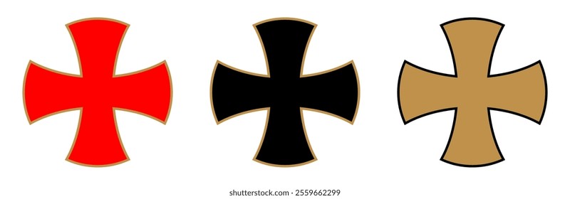 knights templar crosses, red, black, and gold colors against a white backdrop