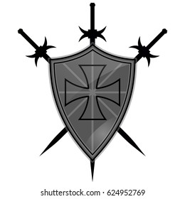 Knights Templar shield on white background.