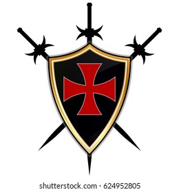 Knights Templar shield on white background.