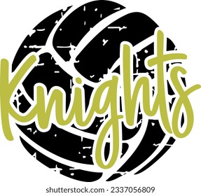 Knights text with textured effect Baseball (Editable) - Vector Illustration