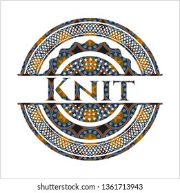 Knit arabic emblem background. Arabesque decoration.