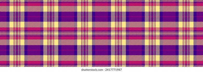Knit background texture vector, checks textile plaid pattern. Installing check fabric tartan seamless in light goldenrod and violet color.