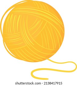 Knit ball icon. Yellow wool cartoon yarn isolated on white background