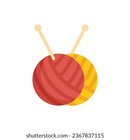 Knit balls icon flat vector. Wool yarn. Cloth craft isolated