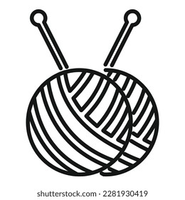 Knit balls icon outline vector. Wool yarn. Cloth craft