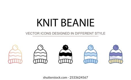 Projeto de ícone de malha Beanie com fundo branco ilustração stock