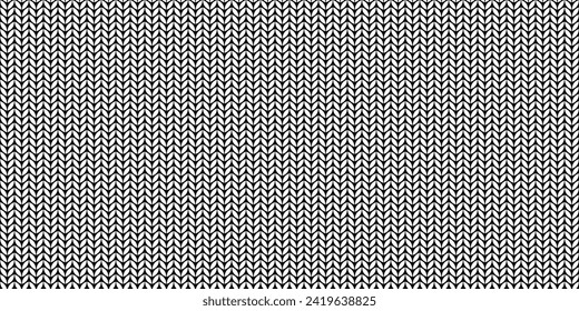 Knit black and white pattern. Knitting seamless classic vector pattern. Simple Knitted pattern on white background..	

