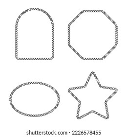 knit boarder circle pattern frame vector illustration set