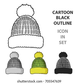 Knit cap icon in cartoon style isolated on white background. Ski resort symbol stock vector illustration.