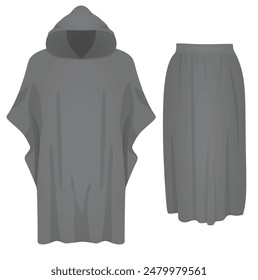 Knit capes sweater and skirt. vector illustration