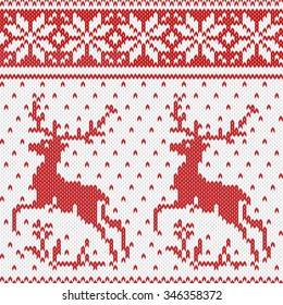 Knit Christmas Reindeer Pattern Stock Vector (Royalty Free) 346358372