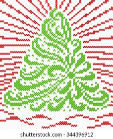 knit christmas tree vector x-mas holiday