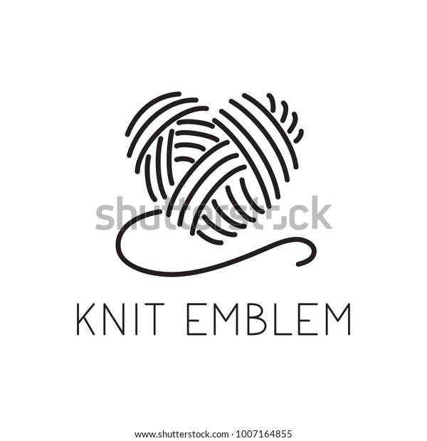 Knit / crochet emblem\
design. Line wool handmade shop logo. Yarn hand made logo for\
handmade masters. Simple black and white sign for watermarks on\
product photographs.