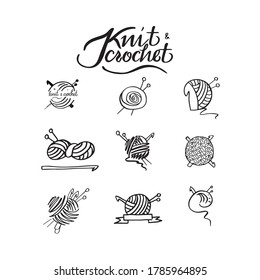 Knit and crochet icon  lable set