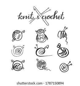 Knit And Crochet Icon  Lable Set