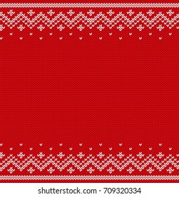 Diseño de cuchillos.Patrón de Navidad sin fisuras. Fondo rojo de Navidad con lugar para texto. Textura de invierno de punto. Ilustración vectorial.
