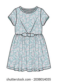 KNIT DRESS FOR GIRLS AND TEENS WEAR VECTOR ILLUSTRATION