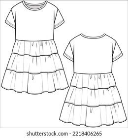 KNIT DRESS FOR KID GIRLS AND TEENS GIRLS IN VECTOR ILLUSTRATION