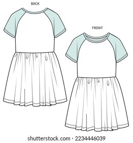 KNIT-DRESS-RAGLAN-SCHUTZGERNE FÜR KID-MÄDCHEN UND ZEHNMÄDCHEN IN EDITBABTEM VEKTOR