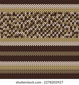 Knit fabric vector seamless pattern. Winter sweater striped jersey textile. Craft knitted fabric striped ornament. Fiber knitting clothing pattern. Multicolor cozy cashmere knitting. 