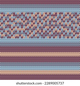 Knit fabric vector seamless pattern. Warm pulloverstriped jersey textile. Craft knitted fabric striped ornament. Thread knitting fashion pattern. Retro knitwear cloth ornament sample.