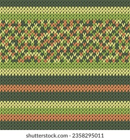 Knit fabric vector seamless pattern. Winter sweater striped jersey textile. Craft knitted fabric texture ornament. Fiber knitting fashion pattern. Norwegian soft textured knitting.