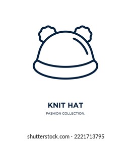 knit hat icon from fashion collection. Thin linear knit hat, hat, collection outline icon isolated on white background. Line vector knit hat sign, symbol for web and mobile
