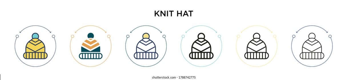 Knit hat icon in filled, thin line, outline and stroke style. Vector illustration of two colored and black knit hat vector icons designs can be used for mobile, ui, web
