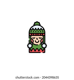 Icono De Sombrero De Knit Aislado En Fondo Blanco