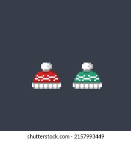 knit hat in pixela art style