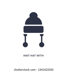 knit hat with pom pom isolated icon. Simple element illustration from clothes concept. knit hat with pom pom editable logo symbol design on white background. Can be use for web and mobile.