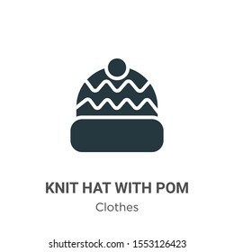 Knit hat with pom pom vector icon on white background. Flat vector knit hat with pom pom icon symbol sign from modern clothes collection for mobile concept and web apps design.