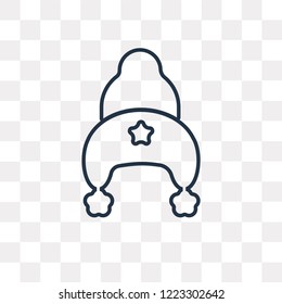 Knit Hat with pom pom vector outline icon isolated on transparent background, high quality linear Knit Hat with pom pom can be used web and mobile